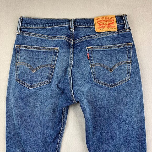 Levis Mens Pants 30 Blue Jeans 505 Regular Fit Medium Wash Strauss Denim 30x28 - Picture 8 of 10
